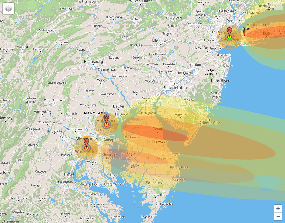 ground detonation and fallout pattern