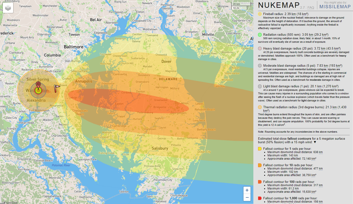 ground detonation and fallout pattern